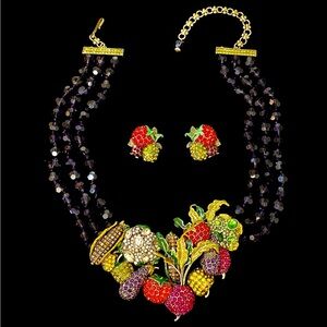 Heidi Daus Multicolor Fruit Necklace & Earrings set